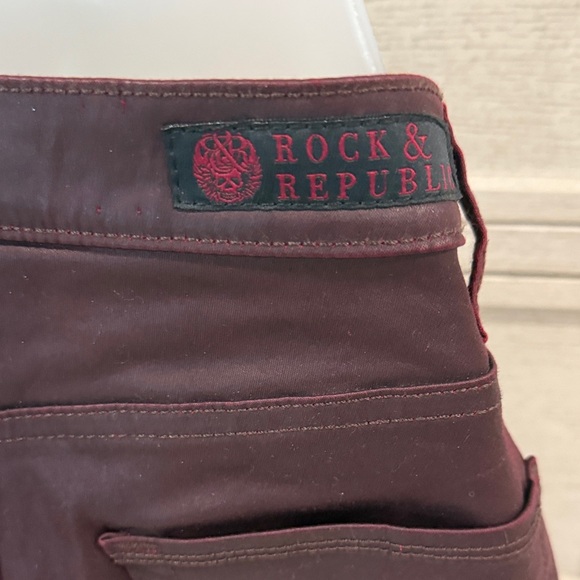 Women's Burgundy Coated Rock & Republic Jeans - Picture 3 of 5